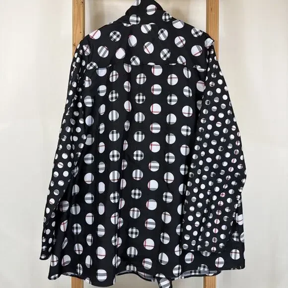 Vintage Y2K UBU Black White Polka Dot Reversible Raincoat #1297 Size 3X - Picture 8 of 14
